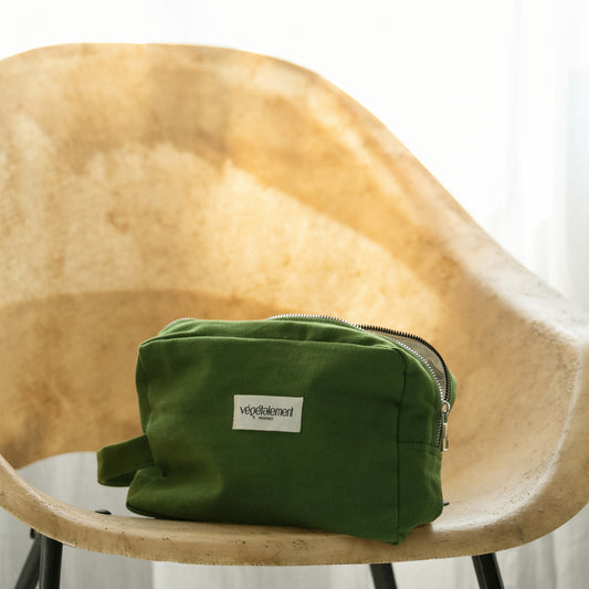 Trousse de toilette tissu verte